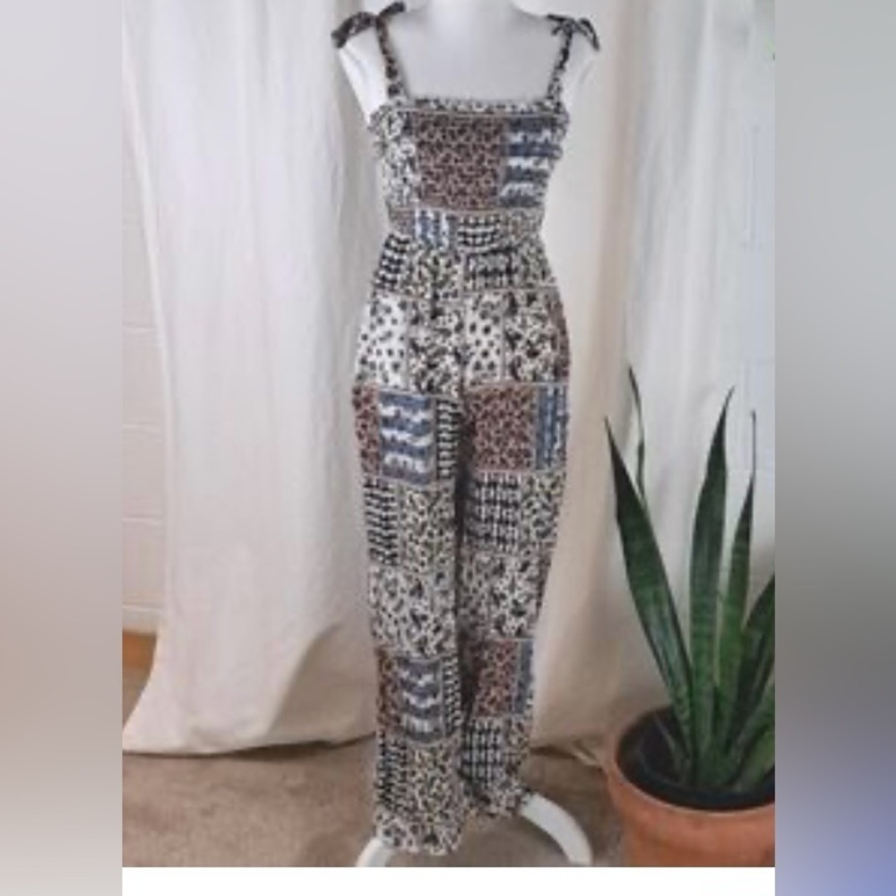 Japna one piece patchwork paisley prints wide leg